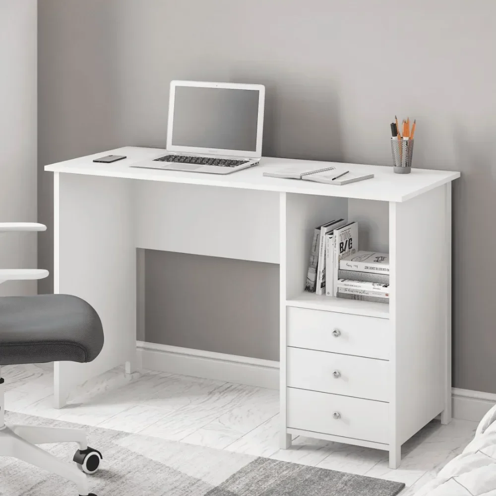 Techni Mobili Contemporary Desk with 3 Storage Drawers, Whitefreight free contemporary art