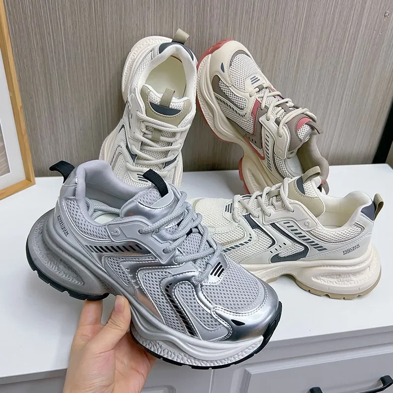 Top quality 2024 New Spring Autmn Thick Soled Women'ssneakers Shoes Breathable Running Shoes Women's Fashion Student Girls Shoes 2