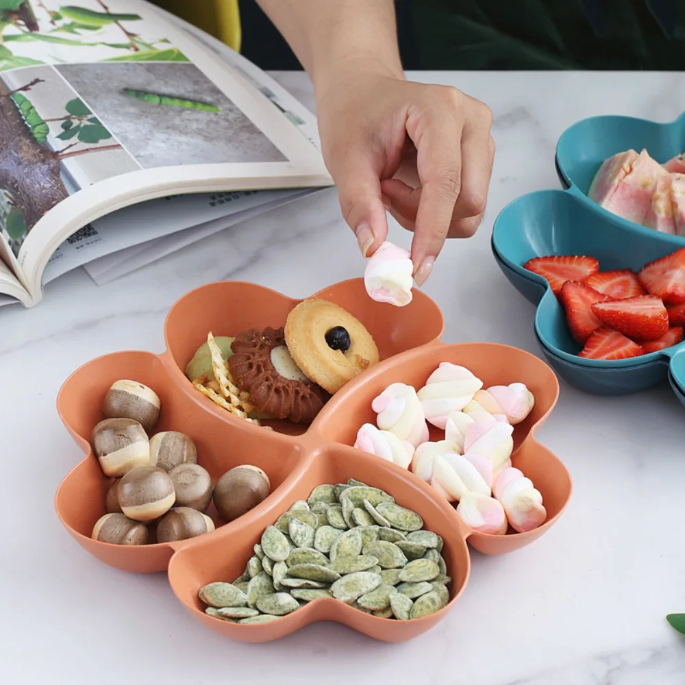 Kitchen Food Storage Tray Nut Platter Candy Snacks Server Dish Divided Dried Fruit Snacks Plate Appetizer Serving Platter 1Pc