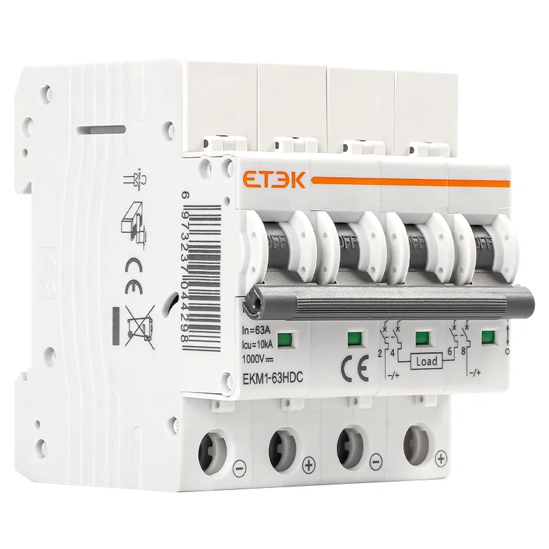 

ETEK Solar PV System DC C20 Mcb Mini Circuit 250V 500V 1000V Breaker 1p 2p 4p solar circuit breaker