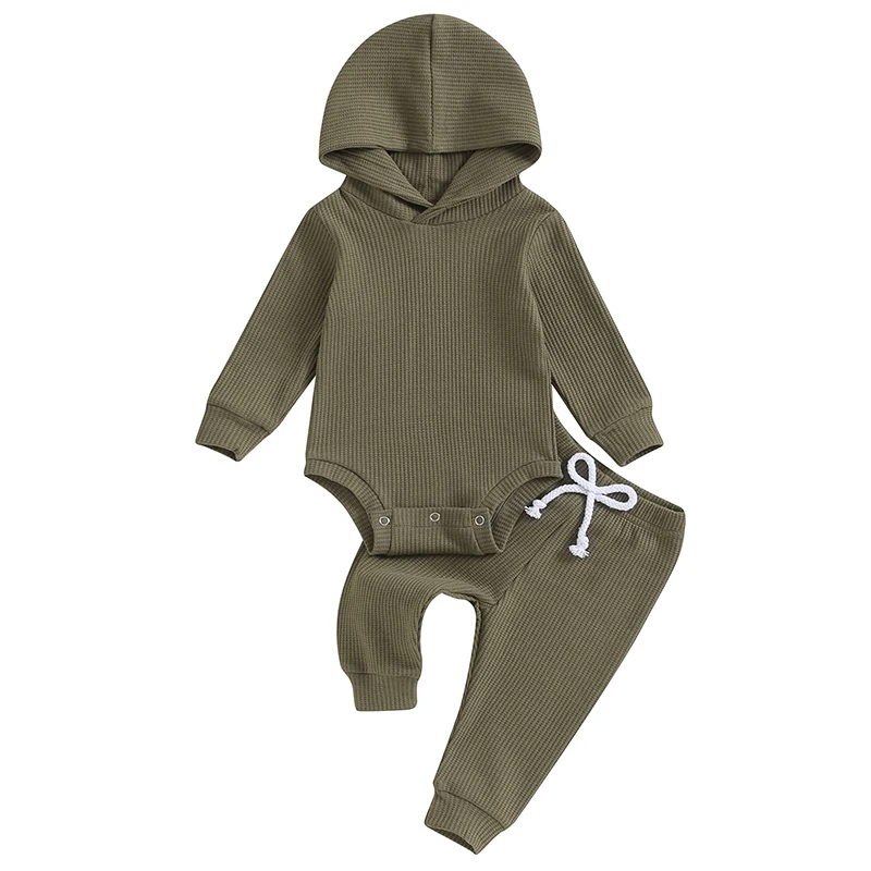 

Комплект одежды для маленьких мальчиков, осень-весна, одежда для маленьких девочек, однотонный комбинезон с длинным рукавом + эластичные штаны, модная одежда для малышей