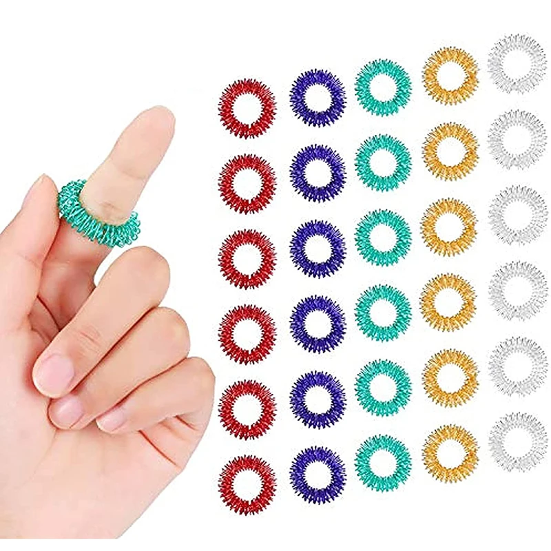 5-15pcs Acupressure Rings Spiky Sensory Finger Rings Set for Teens Adults Stress Reducer Massager Stress Relief Fidget Toys 1
