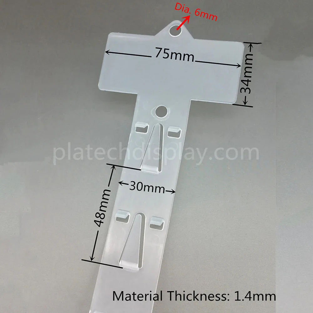 170pcs L62cm 플라스틱 상품 디스플레이 클립 스트립 PP 교수형 홀더 옷걸이 제품 패키지 슈퍼마켓 더 넓은 머리