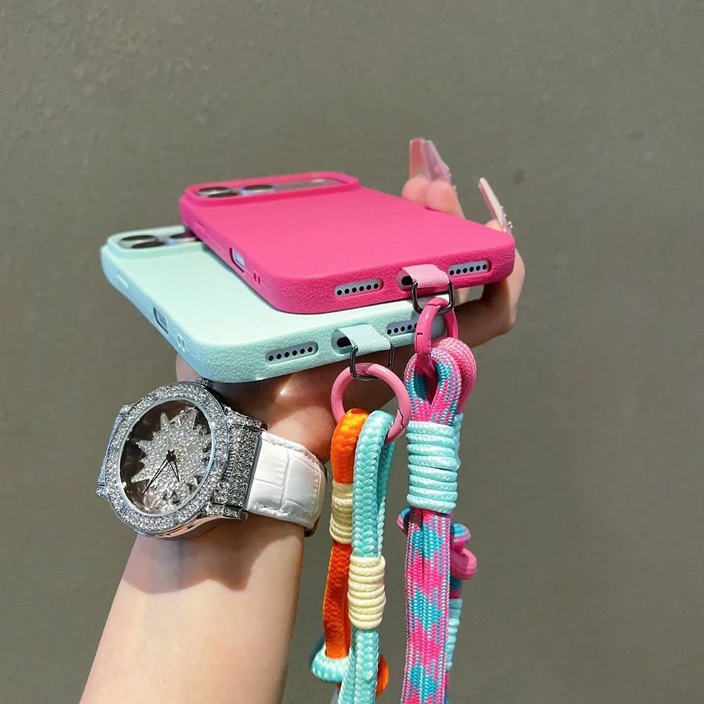 Shockproof Candy Lanyard Phone Case with Korean Strap - Soft TPU Anti-Fall Cover