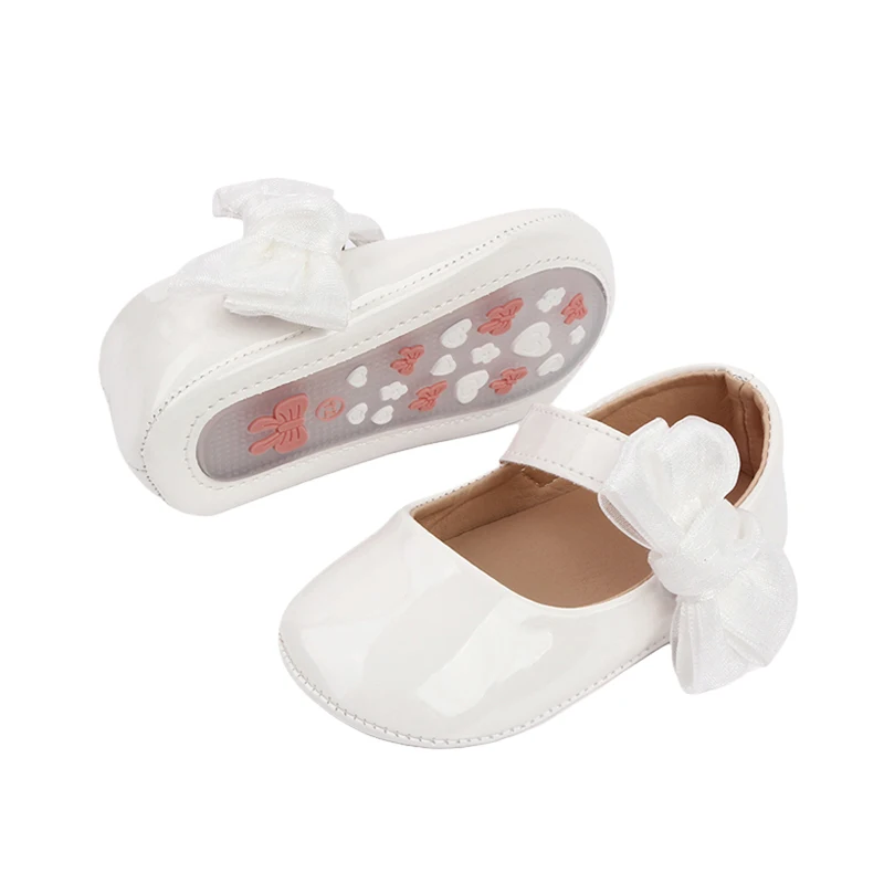 0-18months Baby Girls Soft Sole Shoes Bowknot Pu Leather First Walkers Flats Shoes Infant Girls Non-Slip Spring Princess Shoes 3