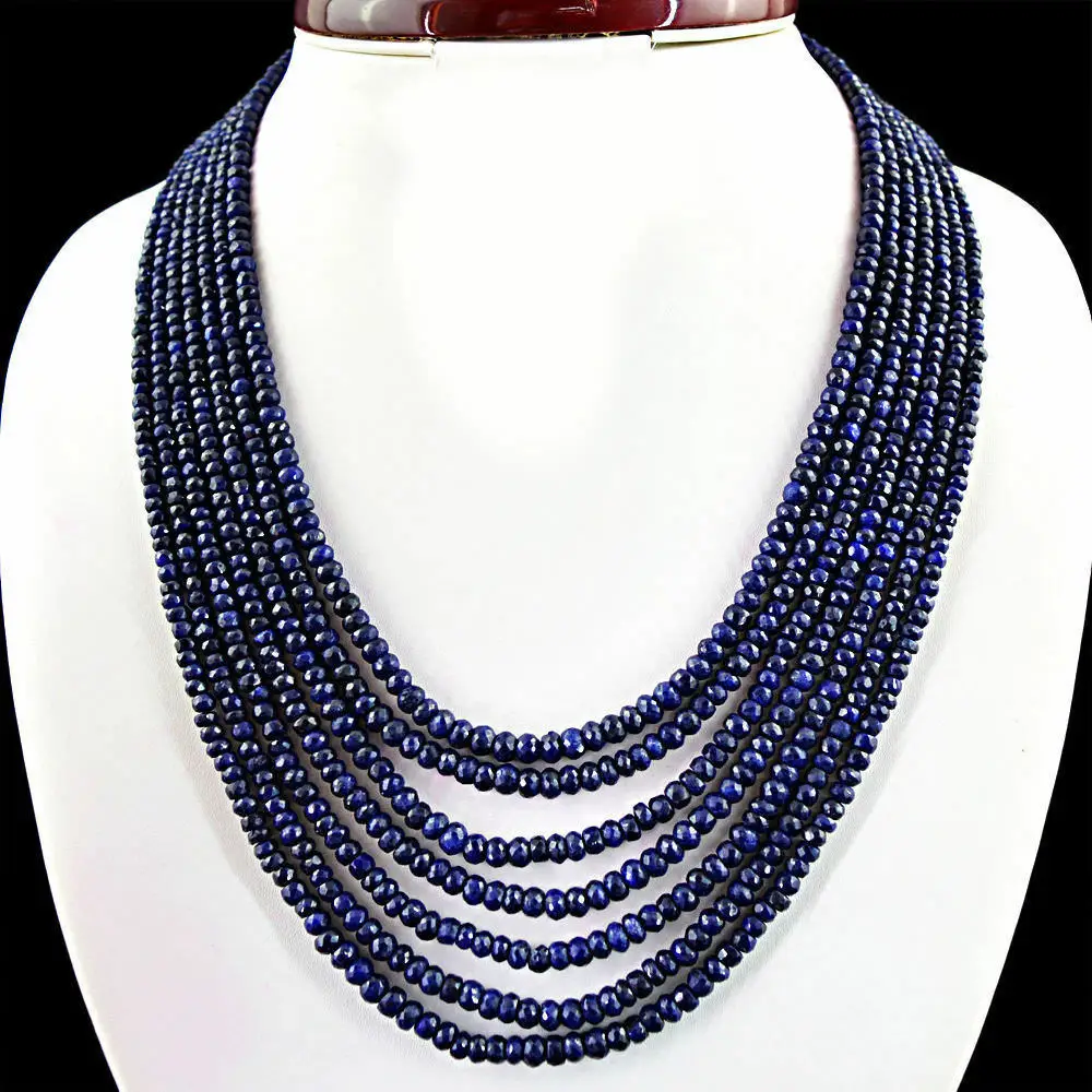 woman's  7rows 2x4mm natural red blue stone faceted beads necklace Fashion jewelry