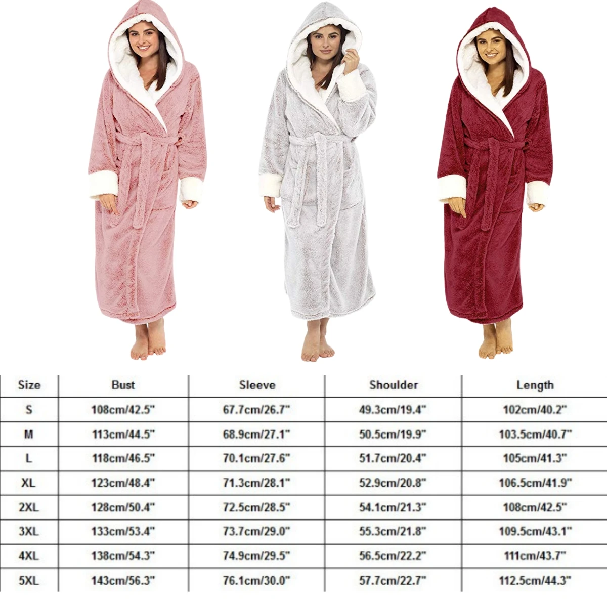 Thicken Hooded Women Sleepwear Plush Keep Warm Nightgown Robes Tight Waist Winter Bathrobe Loose Lace Up Bathrobe Loungewear