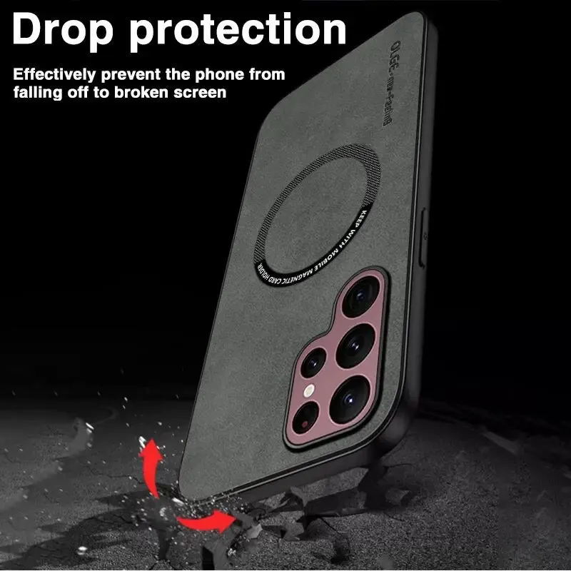 Premium Magnetic Leather Phone Case with Wireless Charging Compatibility