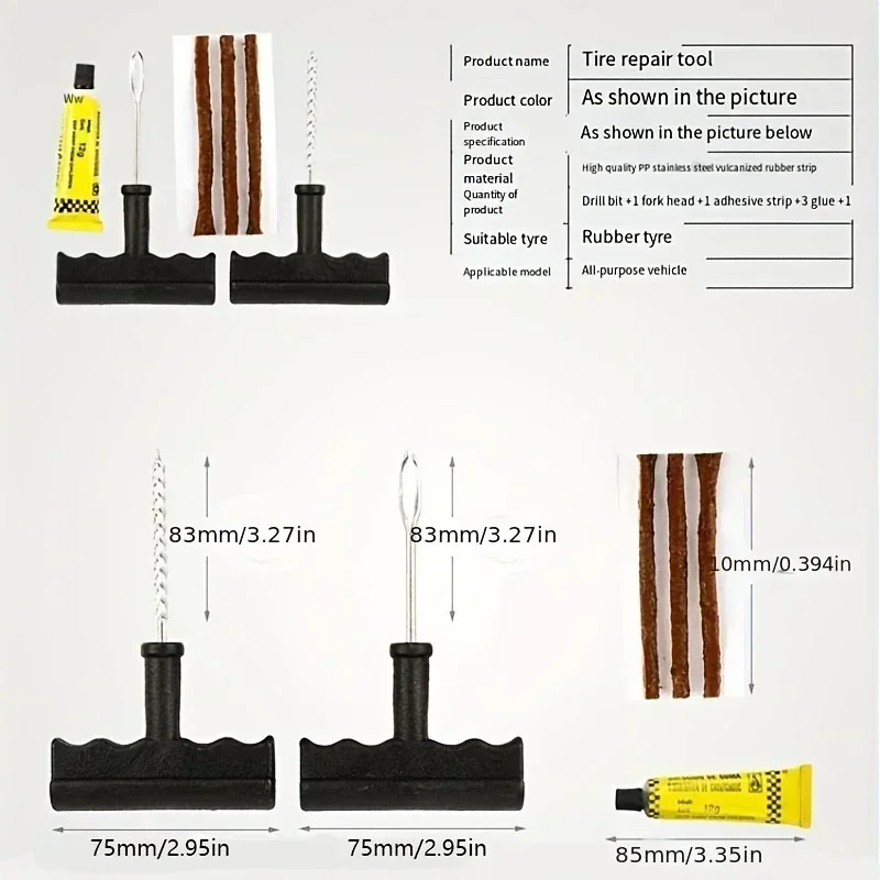 Car Tire Repair Tools Kit Rubber Strips Tubeless Tyre Puncture Studding Plug Set Truck Motorcycle Auto Accessories tire repair kit