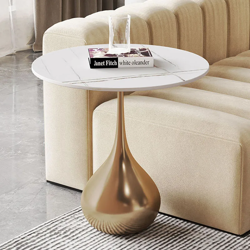 

Korea Nordic Design Side Table Metal Round Gold Low Marble Small Coffee Table Minimalist Floor Tavolino Da Salotto Furniture