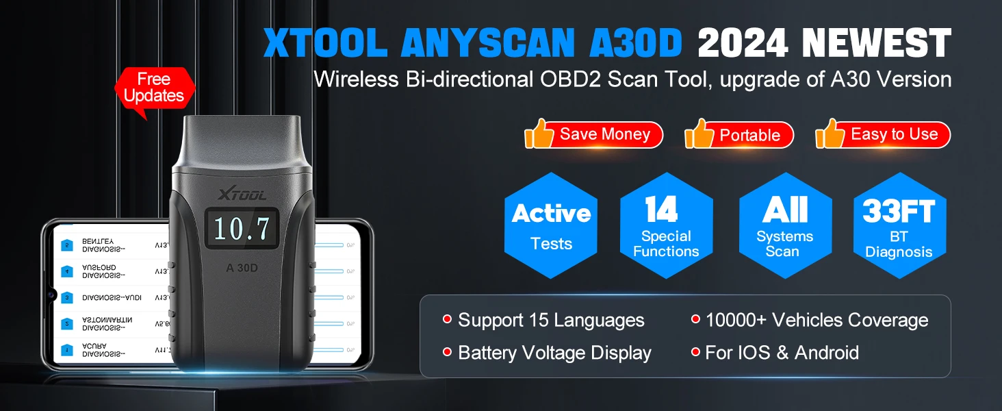 Xtool A30D Obd2 Auto Diagnostic Scan 19 Special Functions