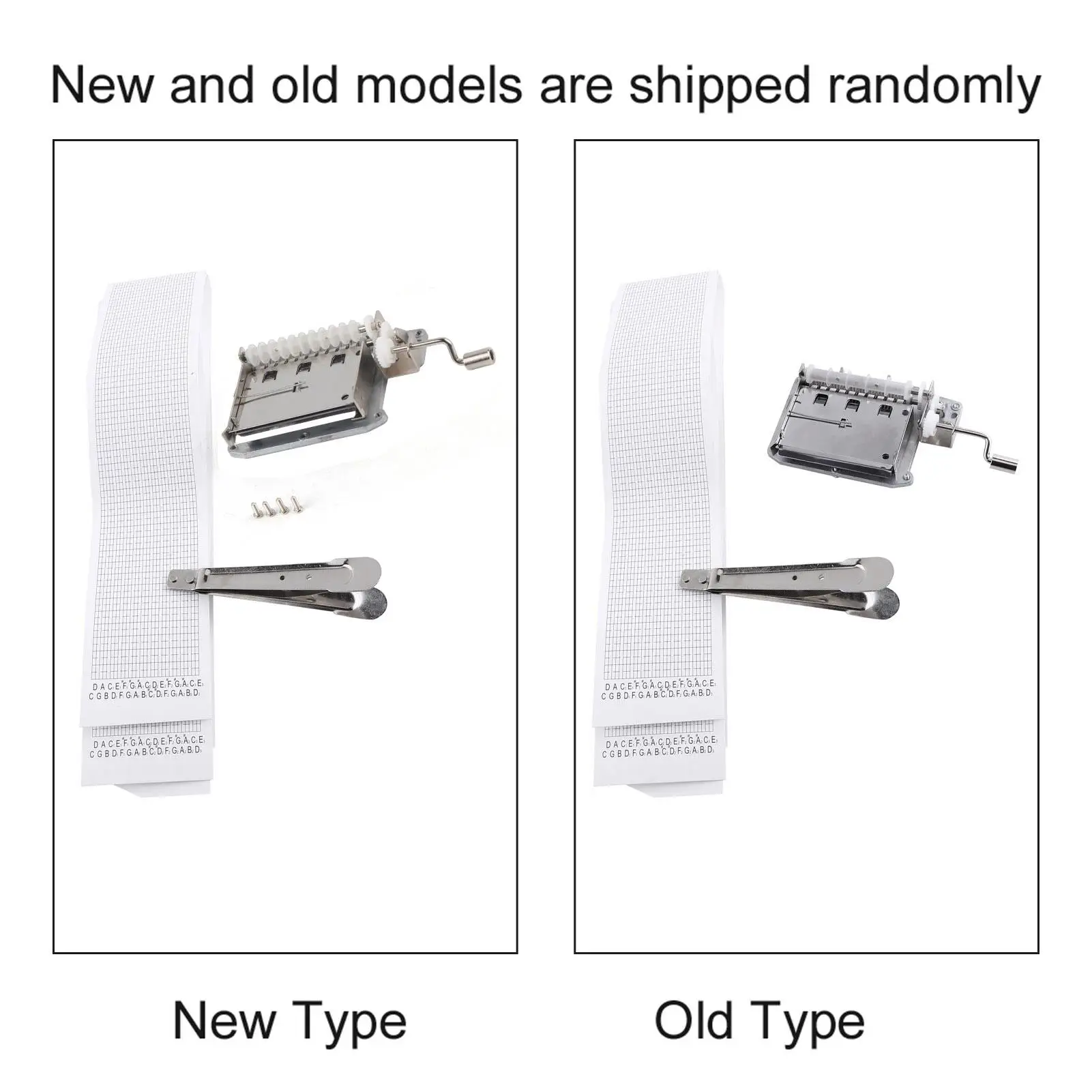DIY 30-Note Hand Crank Music Box Movement Kit-Zinc Alloy & Paper Strips for Songs