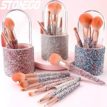 Set di 8 Pennelli per Trucco con Setole Sintetiche, Kit di Pennelli Cosmetici per Cipria, Correttore e Ombretto