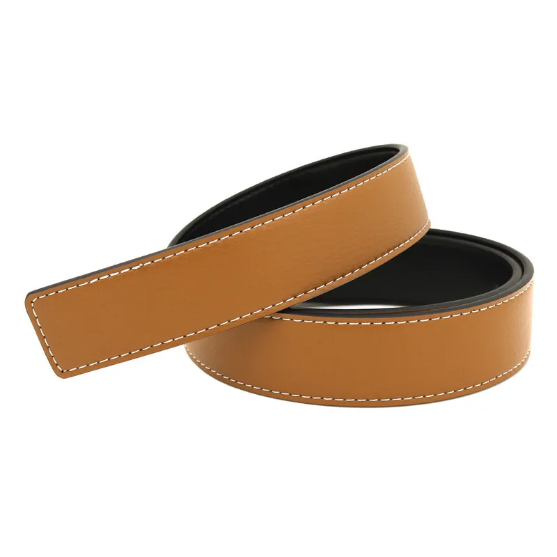 Mens Belt Litchi Grain Holes No Buckle Belt 3.3cm Men's Jeans Belt