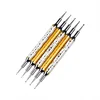 5pcs/set nail design rhinestones picker Double metal head painting dotting pen with nail Liner Drawing Painting Brush Tool Kits 1
