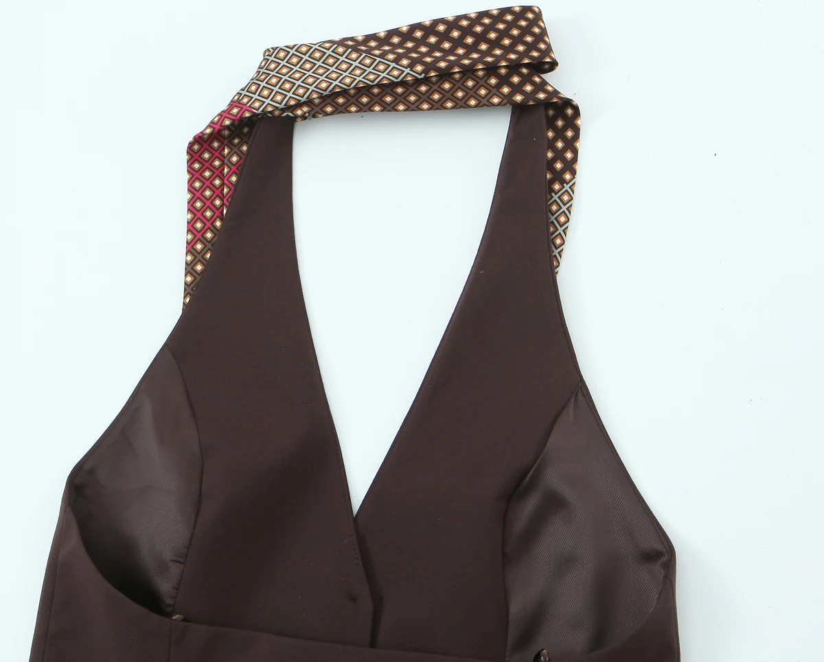 Women's Backless Suit Vests Autumn New Sleeveless Halter Neck With Tie Decoration Female Vest Sexy Fashion Unique Versatile Top