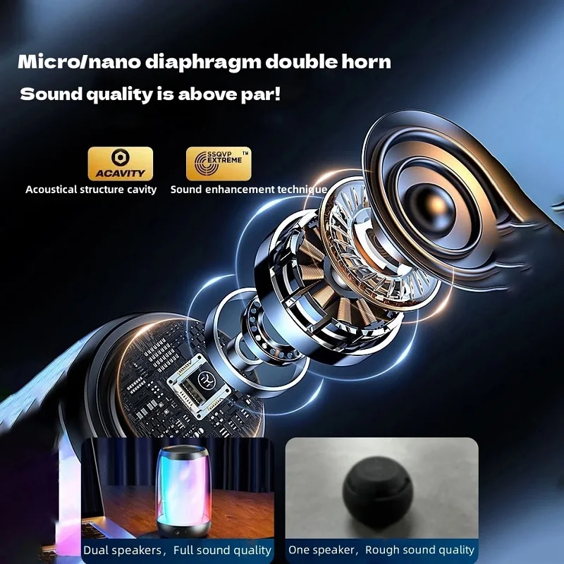 RGB Night Light Wireless Bluetooth Speaker Atmosphere Lamps Dual Speakers Overweight Bass Dolby Sound Support TF Card TWS