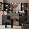 Makeup Vanity Desk with Mirror and Lights, Makeup Vanity with Lights & Charging Station, Dressing Table Vanity Set Table 1