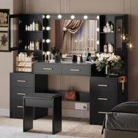 Makeup Vanity Desk with Mirror and Lights, Makeup Vanity with Lights & Charging Station, Dressing Table Vanity Set Table 1