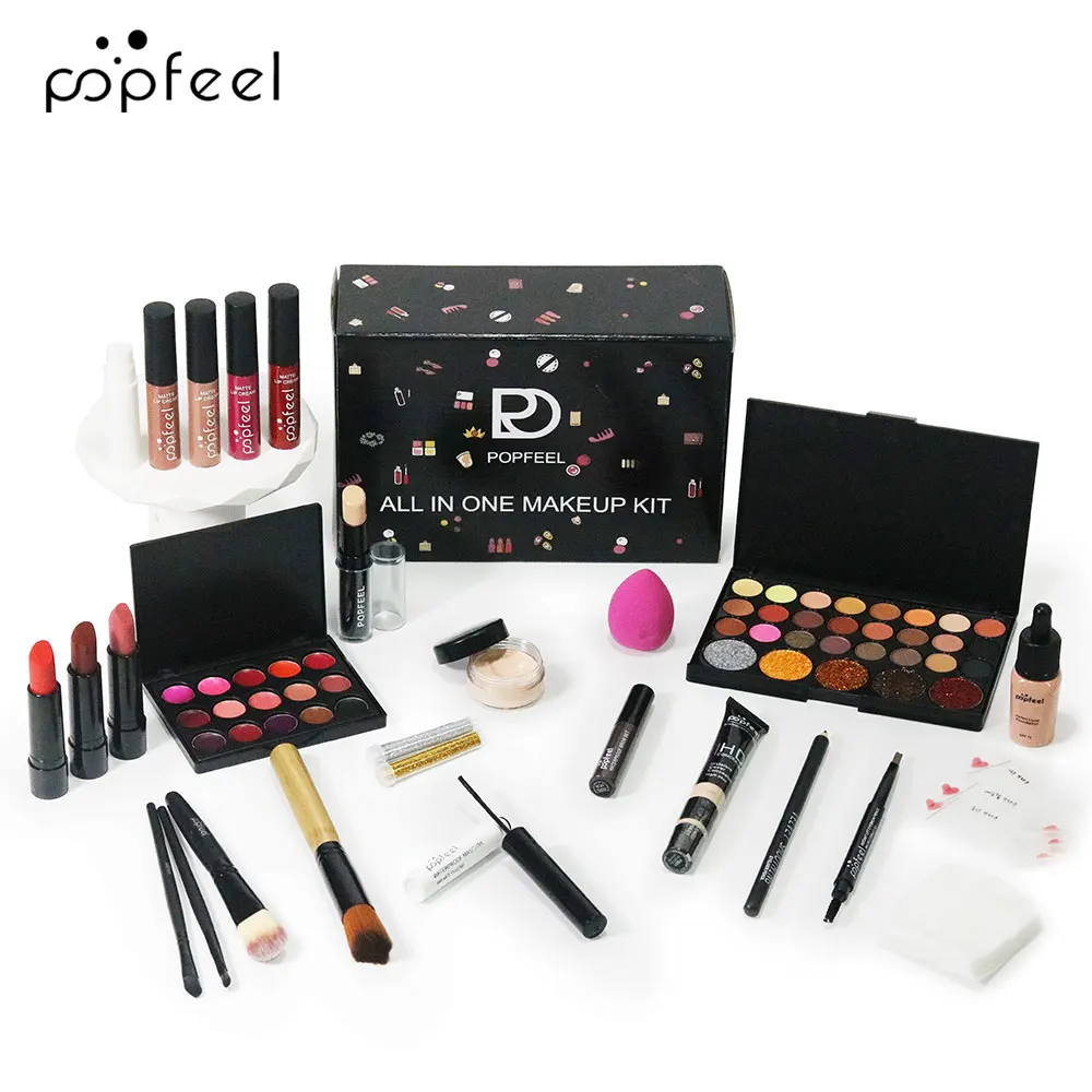 POPFEEL All In One Makeup Kit Gift for Girls Teen Women include Eyeshadow Foundation Lipgloss Lipstick Primer eye makeup set lip glosses makeup gift box makeup set lip makeup set makeup kit