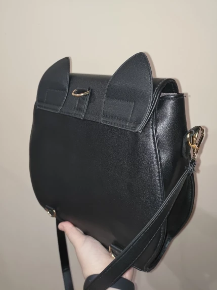 3 year warranty multifunctional PU leather Cat Ear moon Black Women Shoulder Crossbody Bag for Girl Messenger borsa