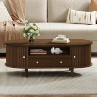 Table basse moderne, table basse avec tiroirs, table de canapé avec porte coulissante, table de salon avec 4 pieds 100 x 50 x 36 cm 5