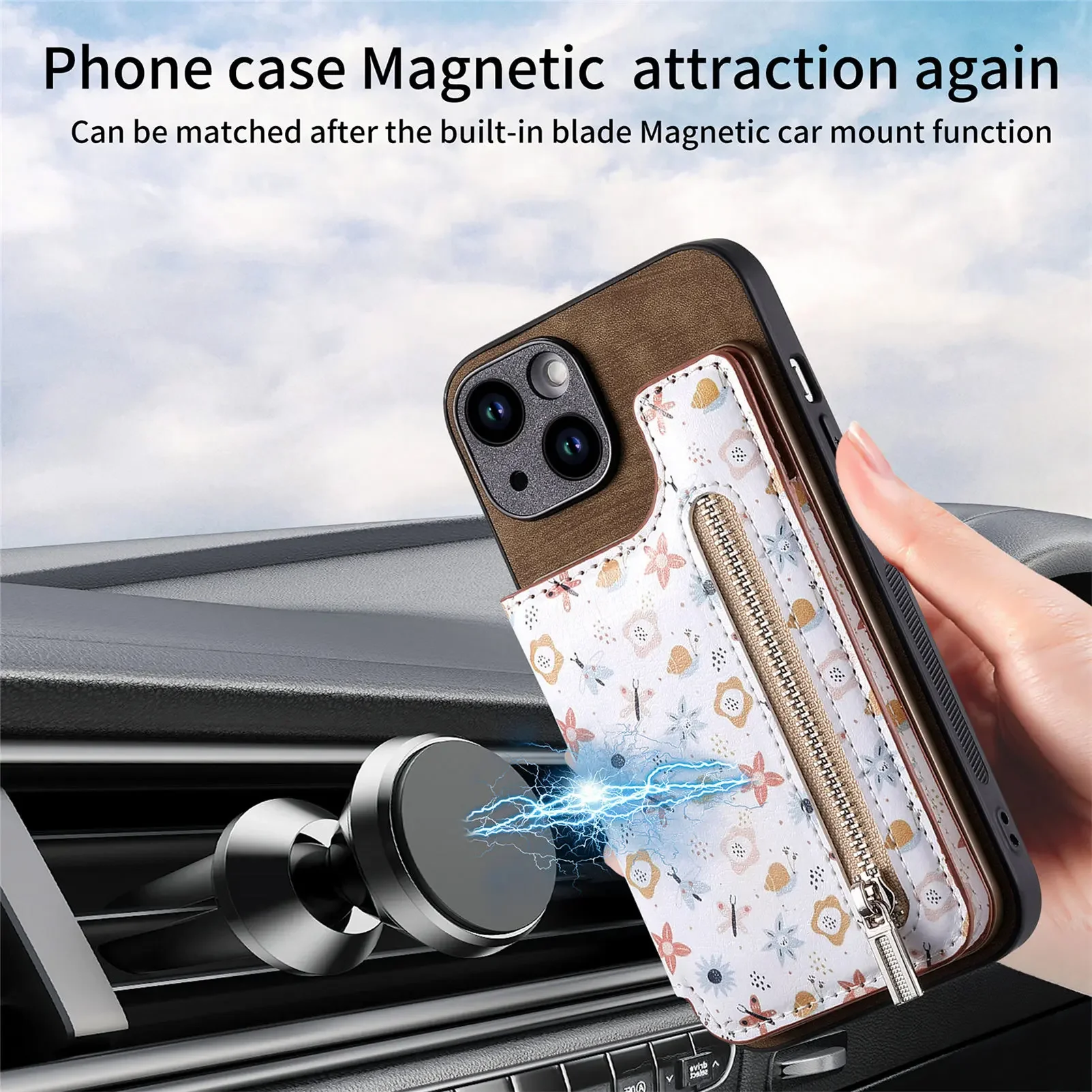iPhoneアクセサリー iPhone 15Pro Max Phone Case 3 Card Zipper Cards Slot Wallet Case For iPhone 15 Pro Max 14 Plus