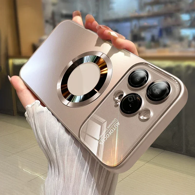 Luxury Titanium Metallic Magnetic Phone Case with Magsafe Wireless Charging Compatibility