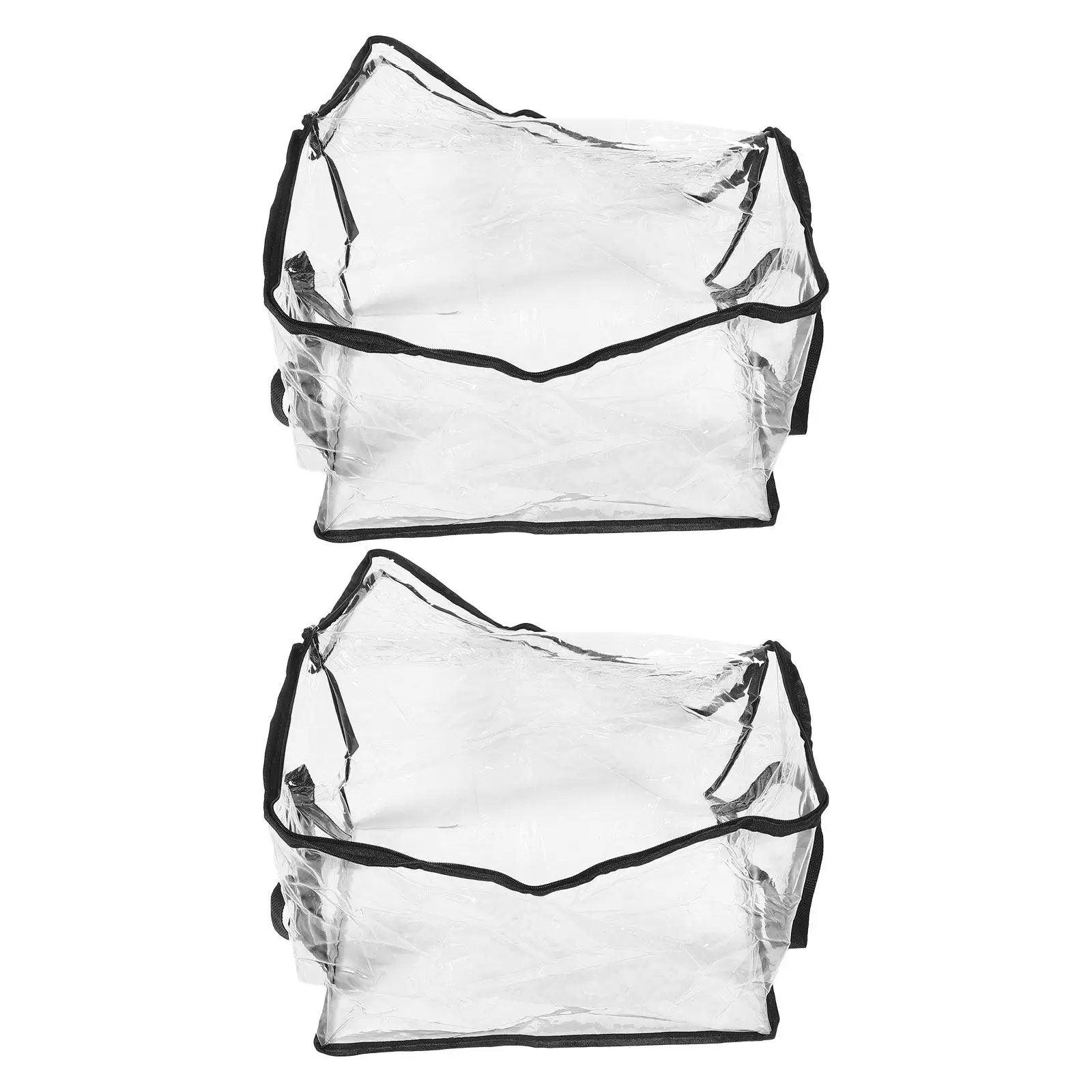 2Pcs 투명한 책 정리함 큐브 - 책, 학교 용품, 방진용 손잡이가 있는 투명한 PVC 접이식 보관 가방