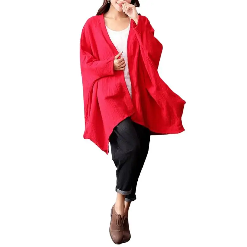 

2023 Autunm Brand women blouse, soft loose casual cotton linen shirts, fashion batwing sleeve blouse black red white clothes y2k