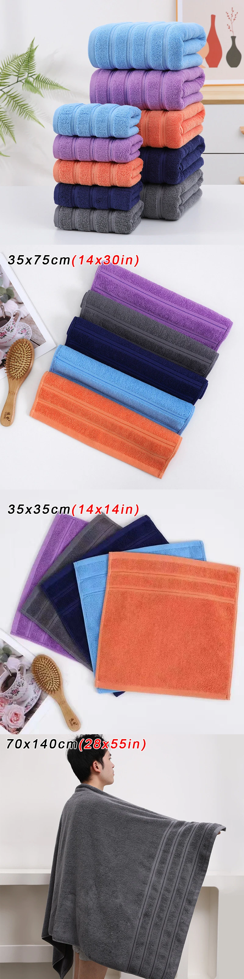 Description Picture 4 of itemThickened 100% Cotton Bath Towel Premium Striped Towel Set Combed Cotton Bath Towel Set High Hotel Bathrooml Face Towel