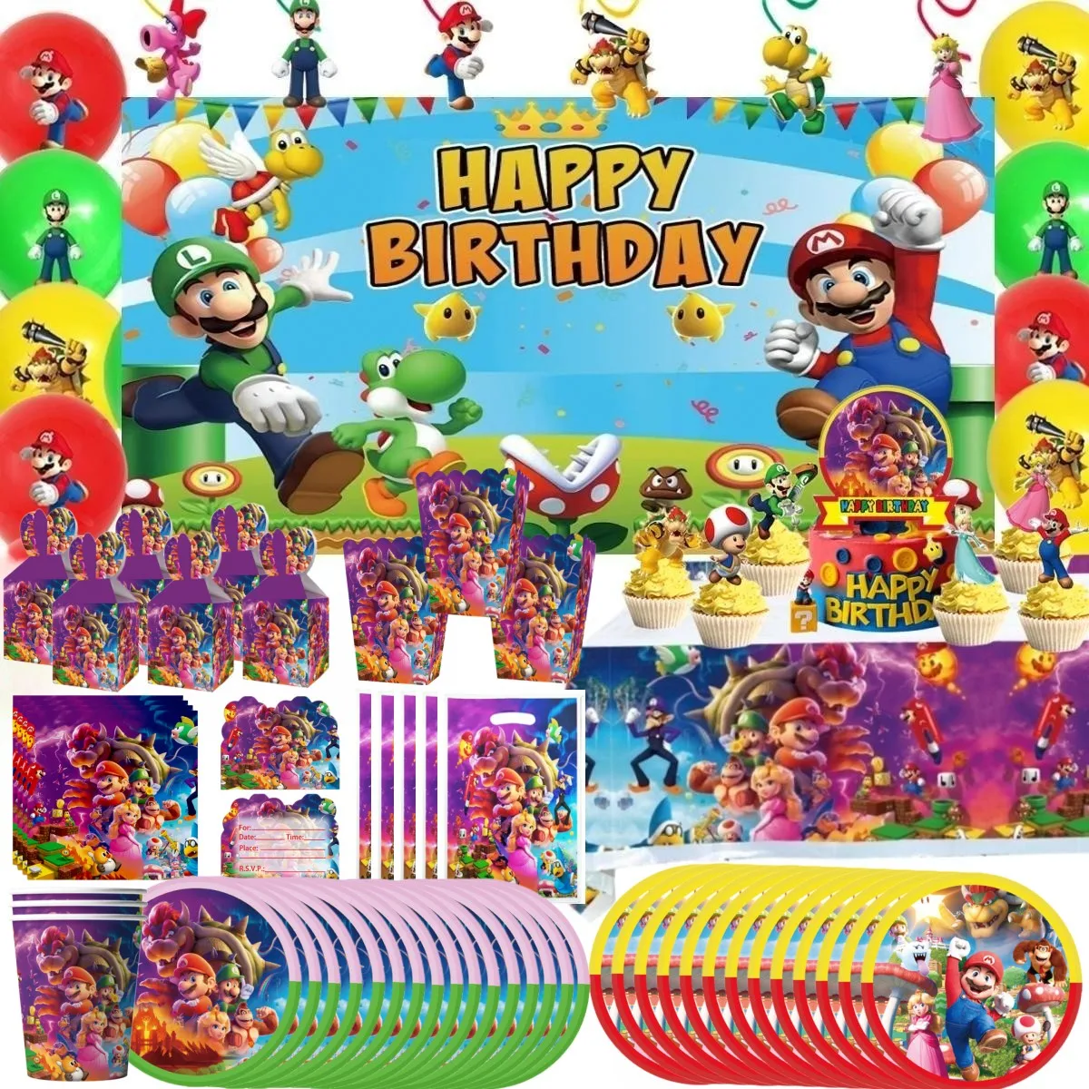 Gra animowana Super Bros dekoracje urodzinowe jednorazowe zastawy stołowe zestaw talerzy babeczek dekoracja Baby Shower Boys Party