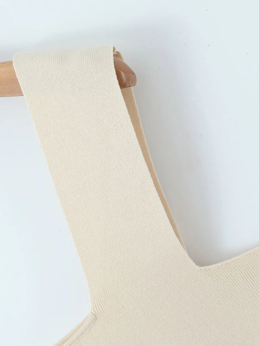 Women's Plus Size Ice Silk Knit Tank Top Premium French Slimming Vest With Square Neck Breathable Office Wear & Casual Summer