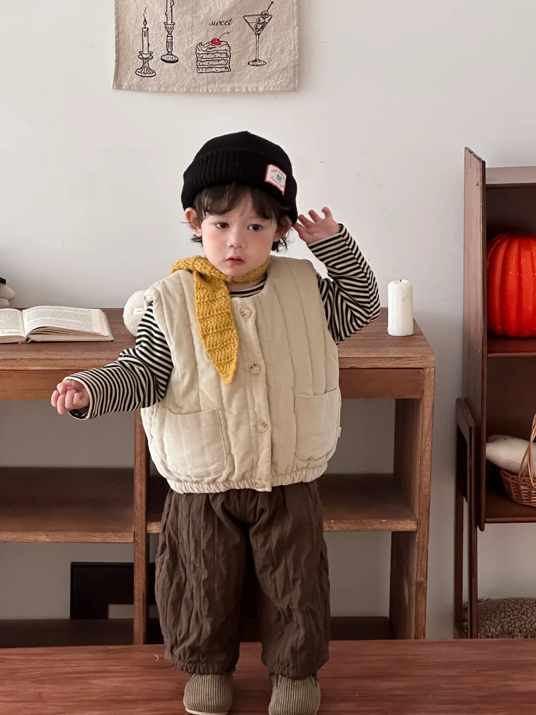  남아 여아 면 패딩 재킷 솔리드 토들러 조끼 가디건 2025 겨울 신상  민소매 따뜻한 조끼 플러스 벨벳 두꺼운