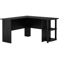Modern Black Oak L-Shaped Desk with Bookshelves, Easy Assembly for Home Office