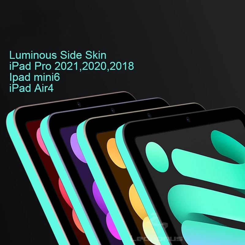 IPad Pro 2021 2020 2018 12.9 11 Air4 10.9 Mini 6 8.3 다채로운 발광 프레임, 어두운 측면 필름 커버 보호대 스티커