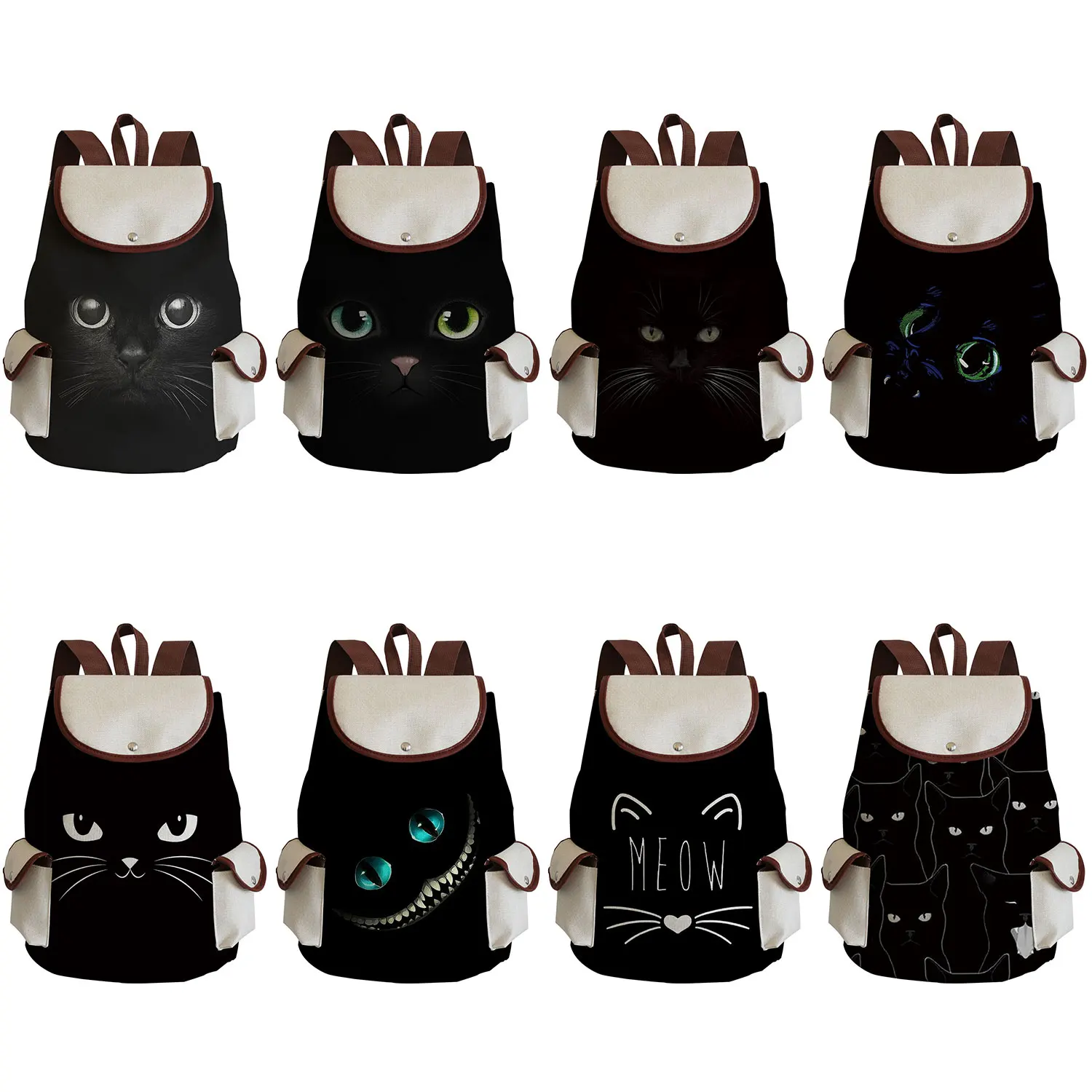 

Black Cat Print The Backpack Cool Style Teens Casual Child Girls School Backpack Animal Graphic High Capacity Women Backpack