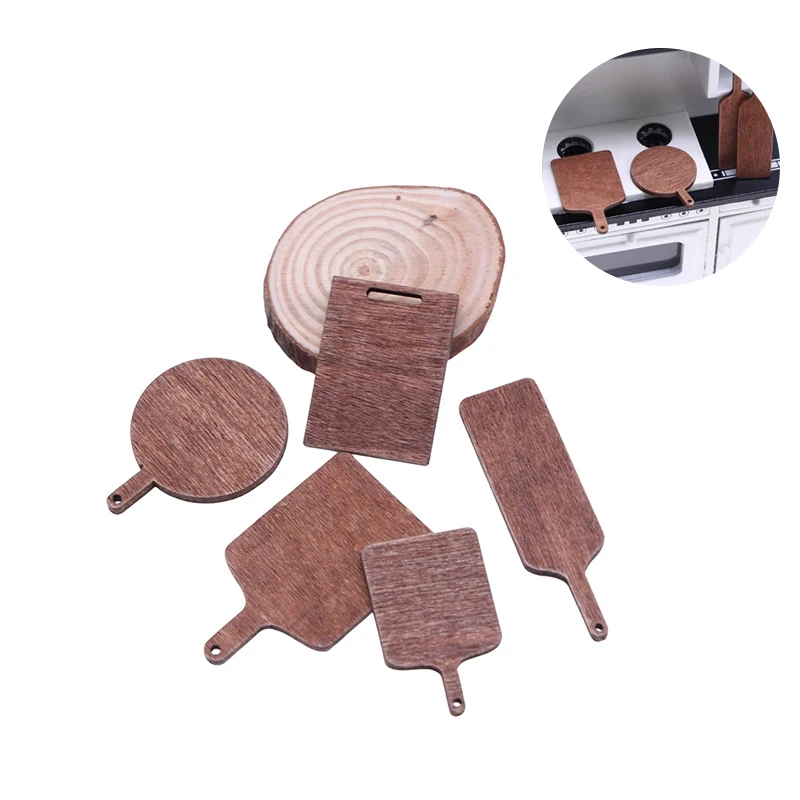 

5 шт./компл. 1:12 миниатюрная деревянная круглая/квадратная разделочная доска для кукольного домика модель для хлеба десерта имитация кухонной сцены декоративная игрушка