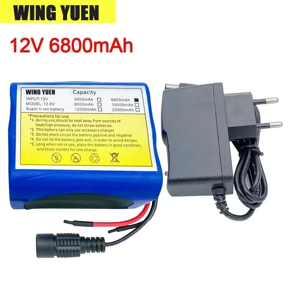 

12V 6800mah battery 18650 lithium ion 6.8 ah rechargeable battery with BMS lithium battery pack protection board + 12.6V charger