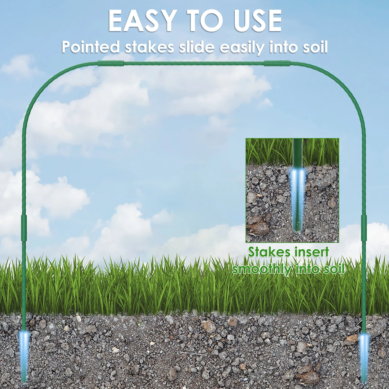 Cerchi E Morsetti Per Serra - 6 Anelli In Metallo Rivestiti E 12 Clip Per Giardino - Foto 11