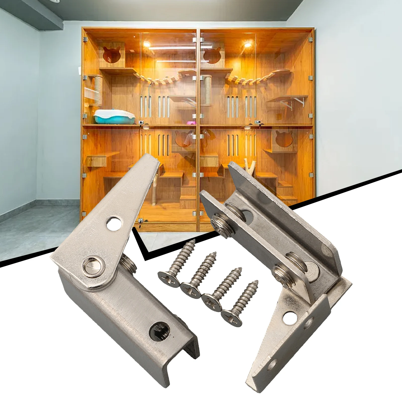 

2Pcs Non-Perforated Glass Door Hinge Display Cabinet Hinge Wine Cabinet Rotating Shaft Glass Clip Furniture Door Hinges Hardware