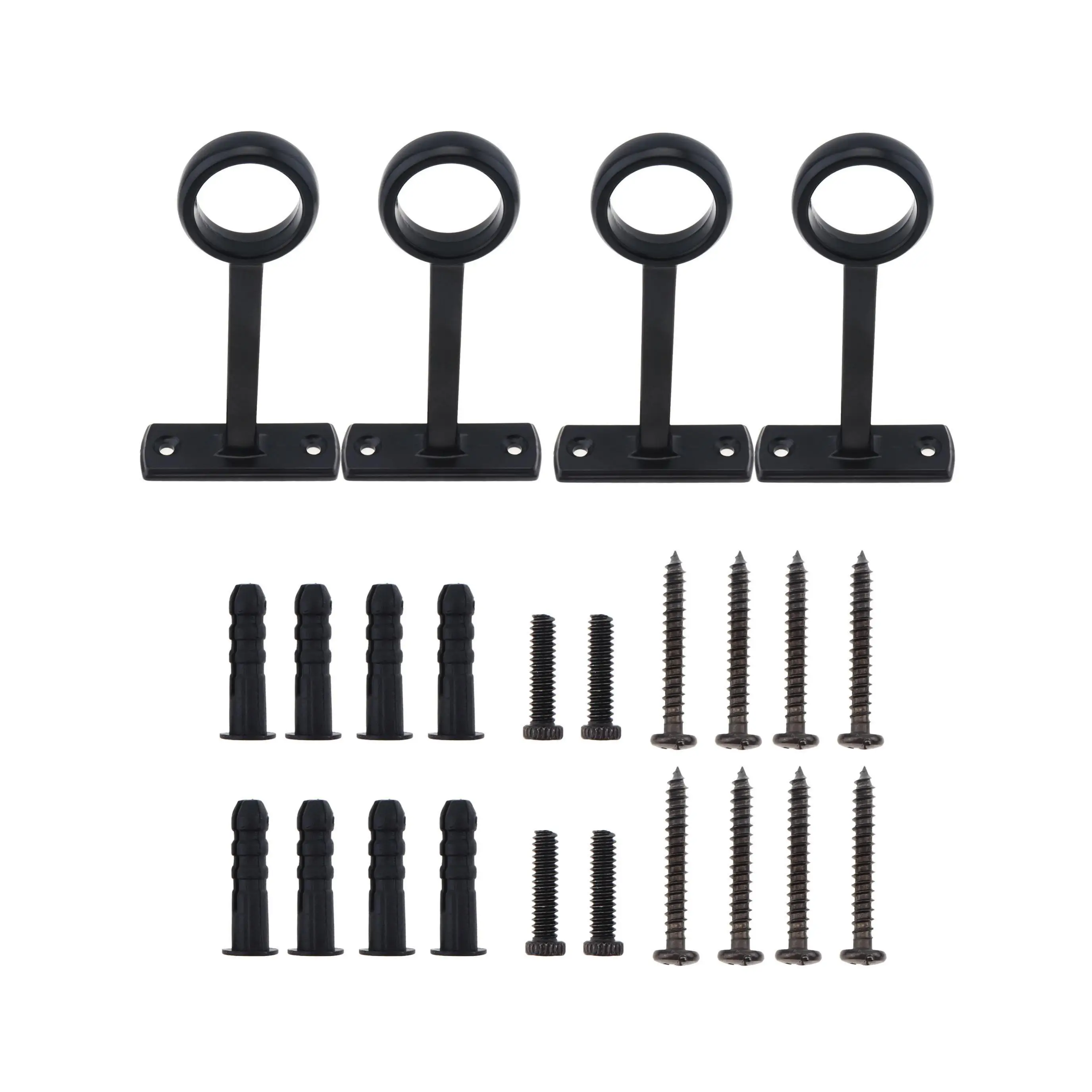 4pcs Heavy Duty Single Hole Curtain Rod Bracket for Bedroom / Living Room with Adjustable Screws, Socket Pole End Supports