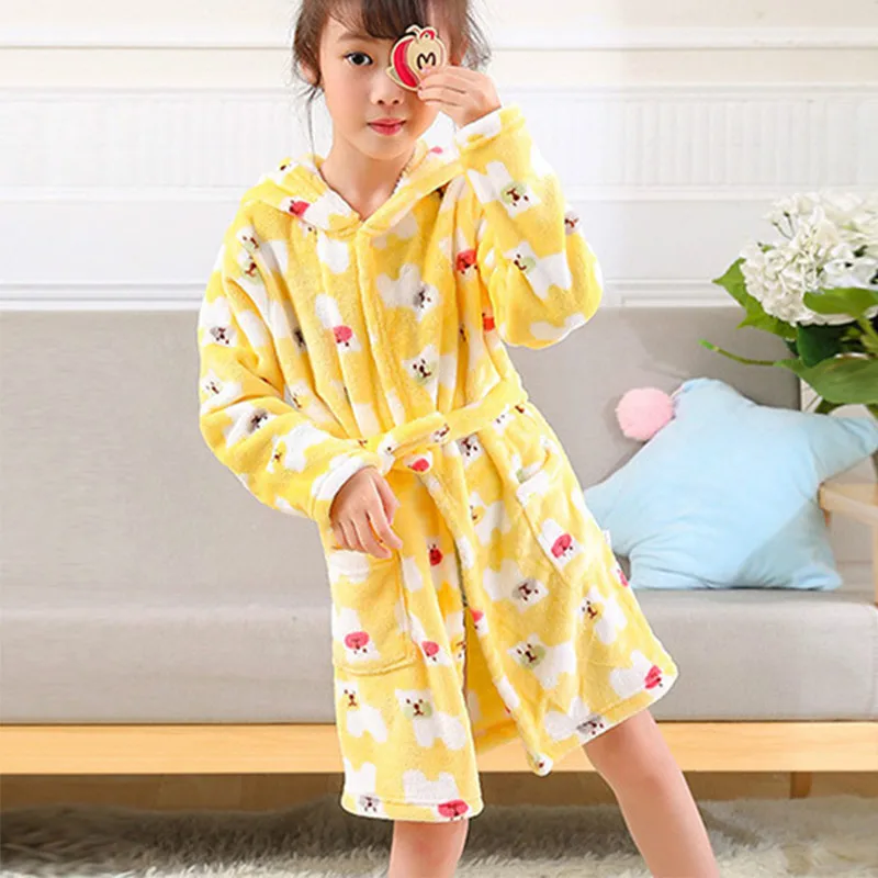 Children's Robes For 2-6 Years Baby Kids Pajamas Boys Girls Cartoon Sleepwear Bathrobes Kids Hooded Baby Robes Flannel Sleepwear kids pajamas set child bathrobe kids robe