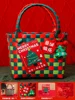 Merry Christmas Candy Storage Basket Handbag Gift  Rattan Basket Travel Picnic Beach Shopping Bag Rattan Fruit Basket 5
