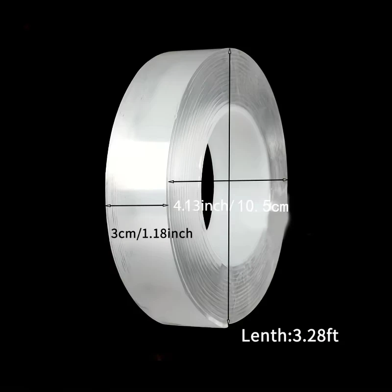 Heavy Duty Reusable Traceless Double-Sided Tape - Multipurpose Removable and Washable Strip