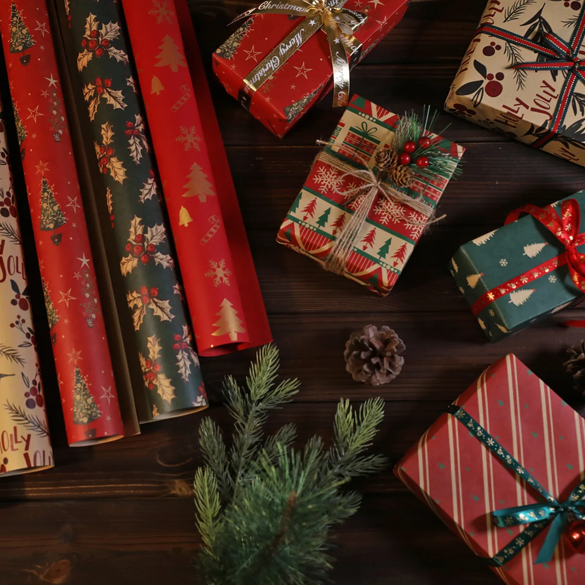 Papel De Regalo De Navidad, Juego De 12 Hojas De Papel De