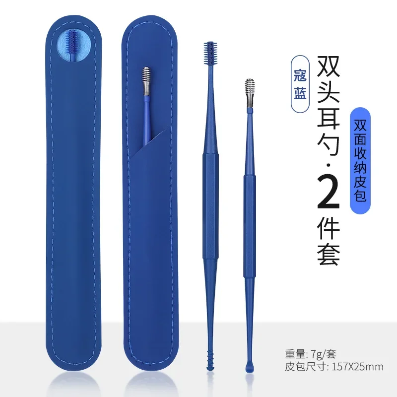 Set Di Paletta Per L'orecchio Per La Rimozione Del Cerume In Silicone Morbido A Spirale A Doppia Testa Strumento Per La Pulizia Della Paletta Dell'orecchio Per La Rimozione Del Cerume In Acciaio - Foto 4