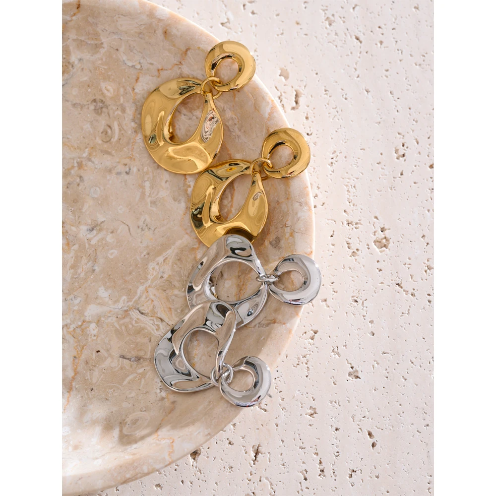 Yhpup Earrings Geometric Stainless Steel