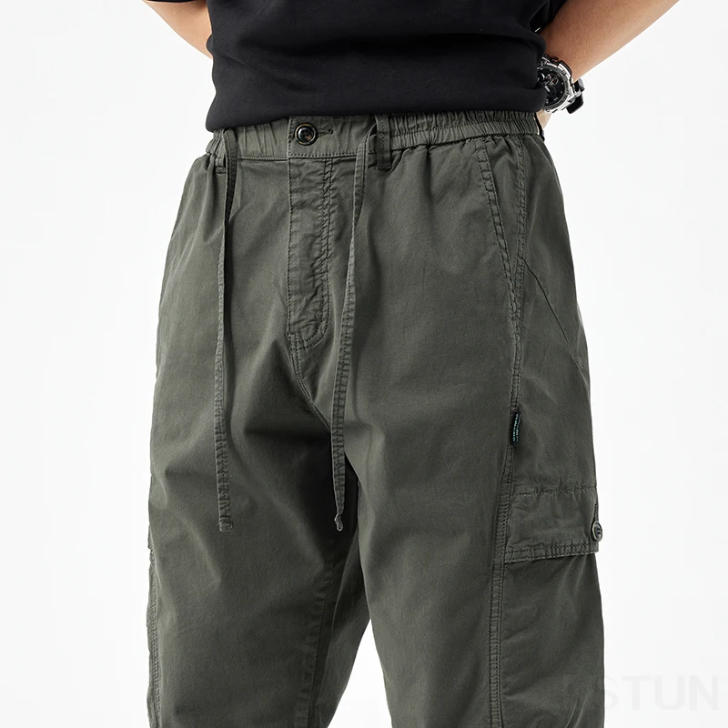 Men Cargo Pants Elastic Waist Loose Jogger Male Casual Harem Pants Sweatpants Hip Hop Sports