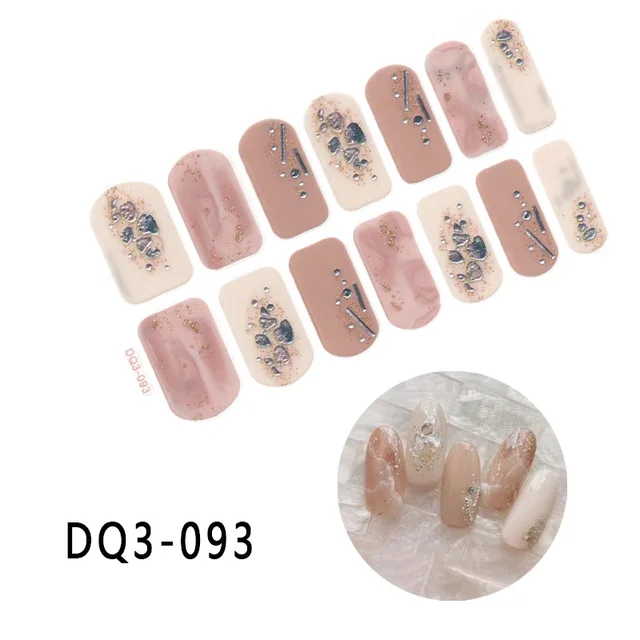 Korean Fashion Colorful 3D Glitter Sequins Nail Art Stickers Manicure DIY Nail Strips Wraps Solid Color DQ3-093